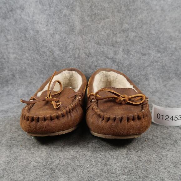 Minnetonka Shoes Womens 7 Slipper Loafer Moccasin Slip On Faux Fur Comfort Brown - Picture 2 of 11